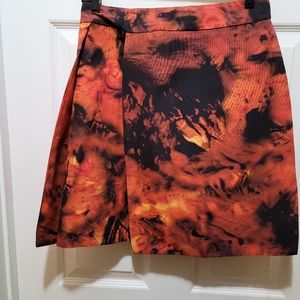 Cynthia Rowley orange and black panel shirt with high waist. Size 6.